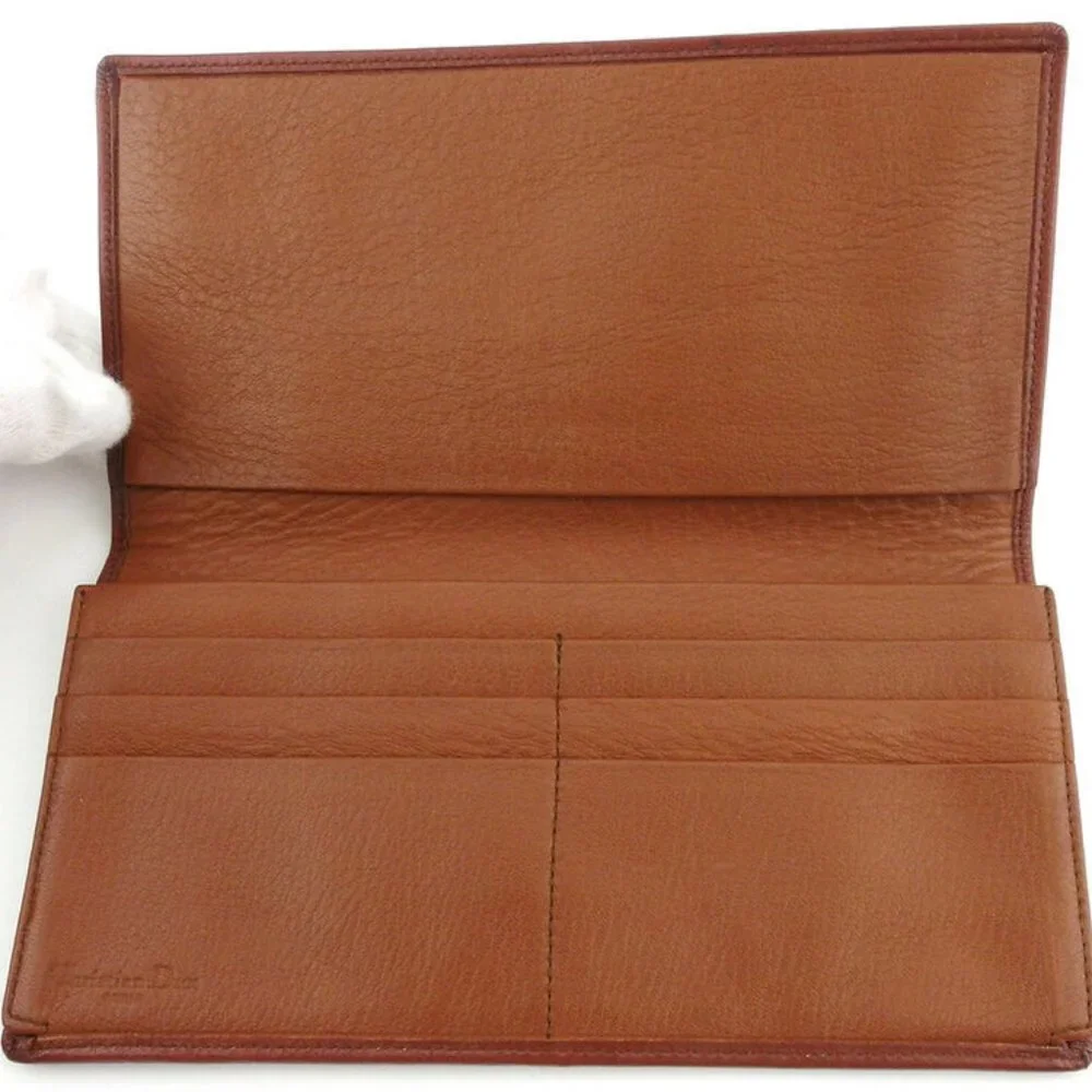 Dior Long Wallet logo plate leather Auth used E1623